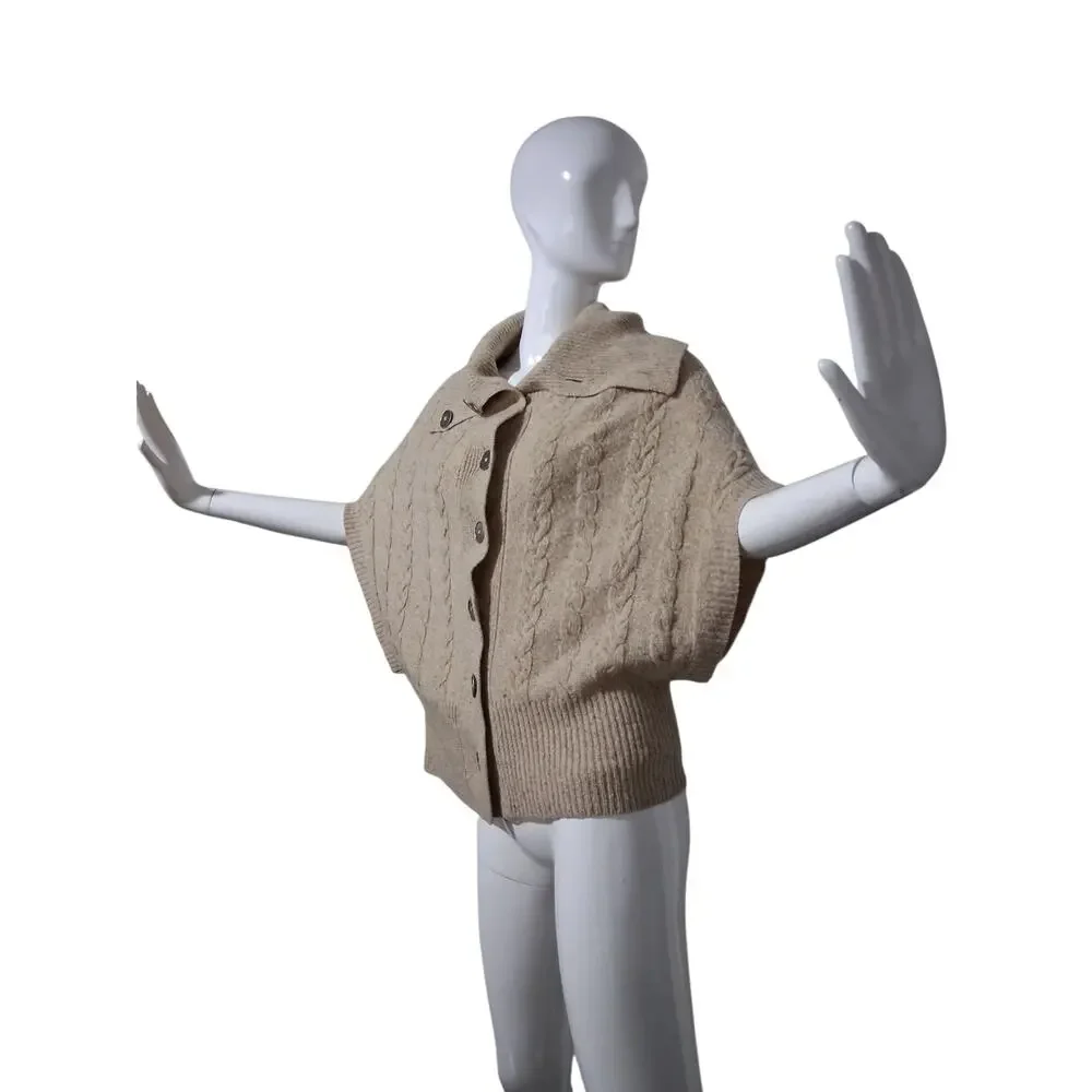 Margaret OLeary Quiet Luxury Womens Small Wool Cashmere‎ Cable Knit Prep Sweater